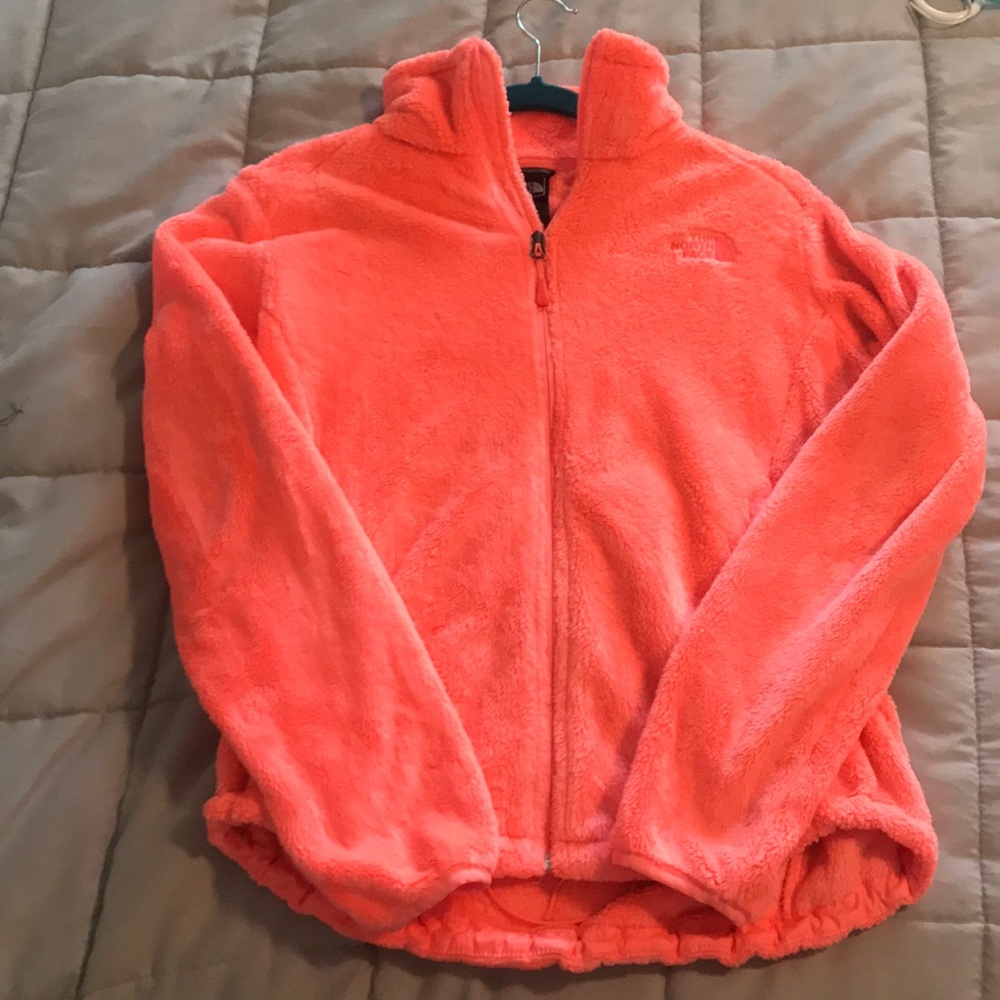 Bright orange fuzzy jacket